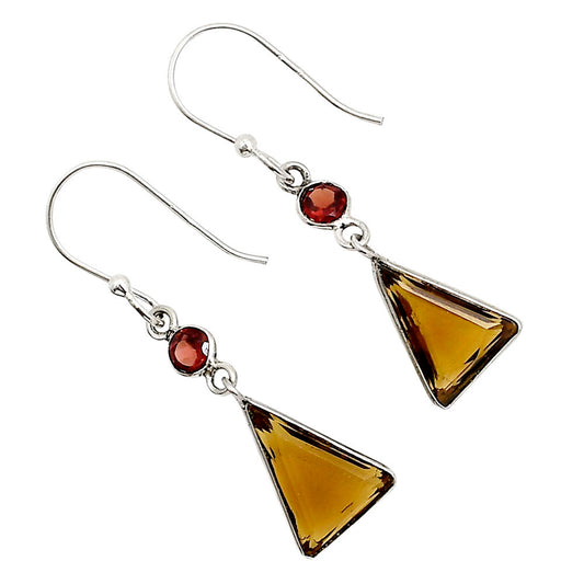 Cognac Quartz and Garnet Earrings E-1002 SDE91105