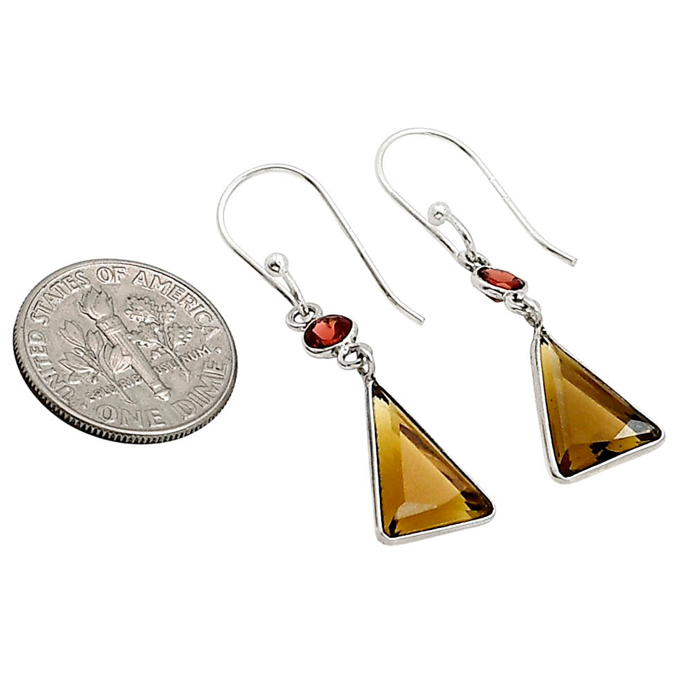 Cognac Quartz and Garnet Earrings E-1006 SDE91105