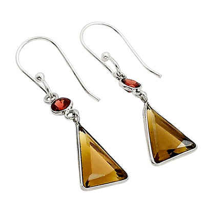 Cognac Quartz and Garnet Earrings E-1006 SDE91105