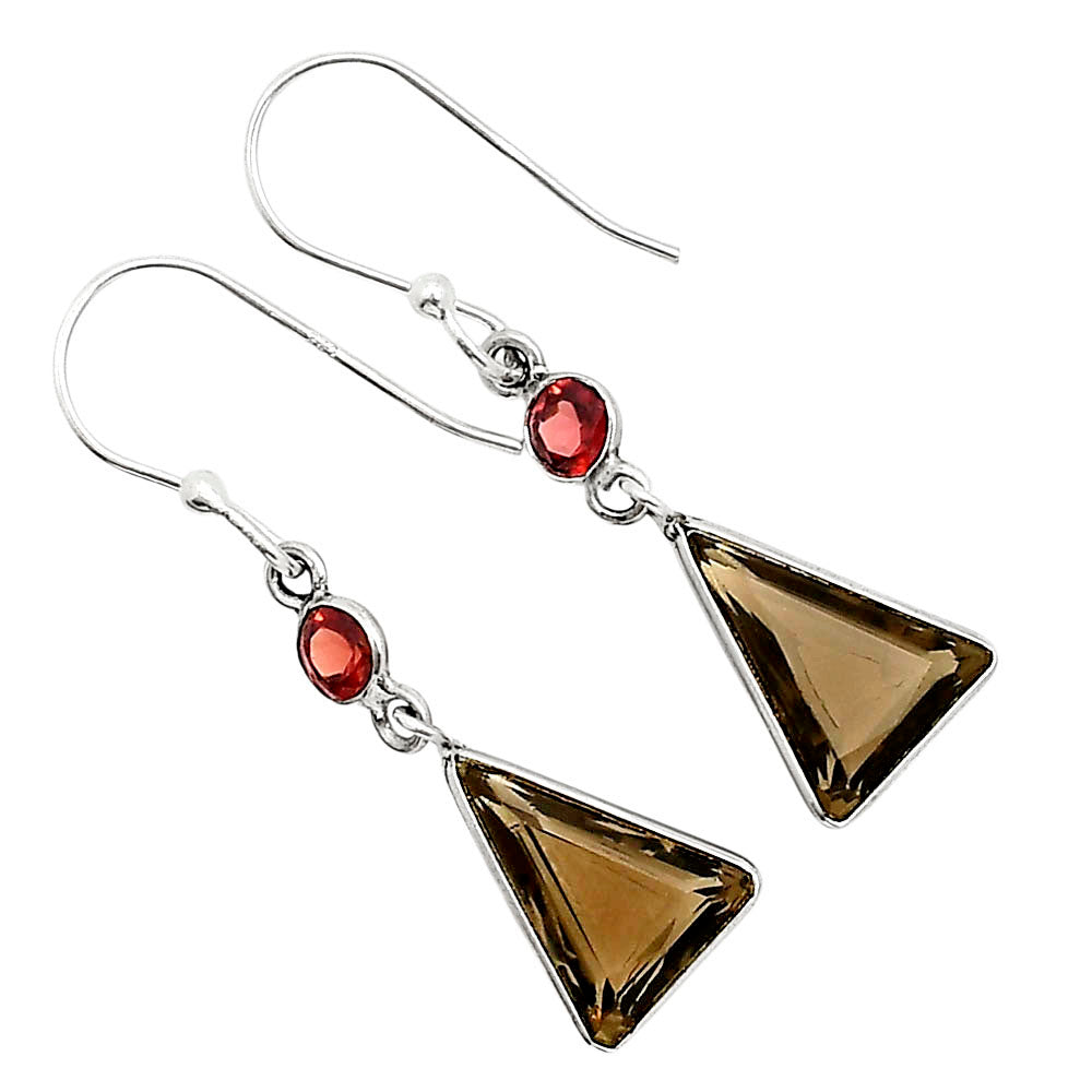 Smoky Quartz and Garnet Earrings E-1006 SDE91108