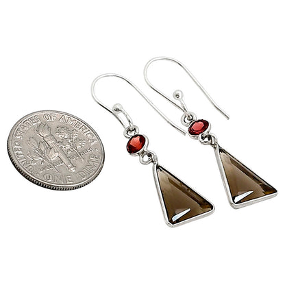 Smoky Quartz and Garnet Earrings E-1006 SDE91108