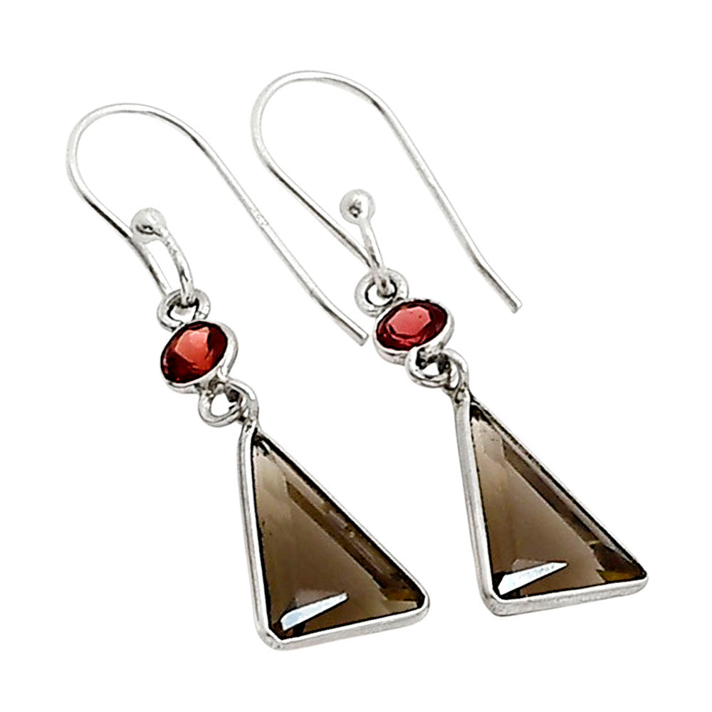 Smoky Quartz and Garnet Earrings E-1006 SDE91108
