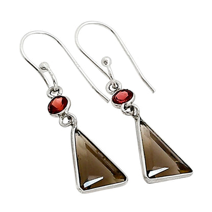 Smoky Quartz and Garnet Earrings E-1006 SDE91108