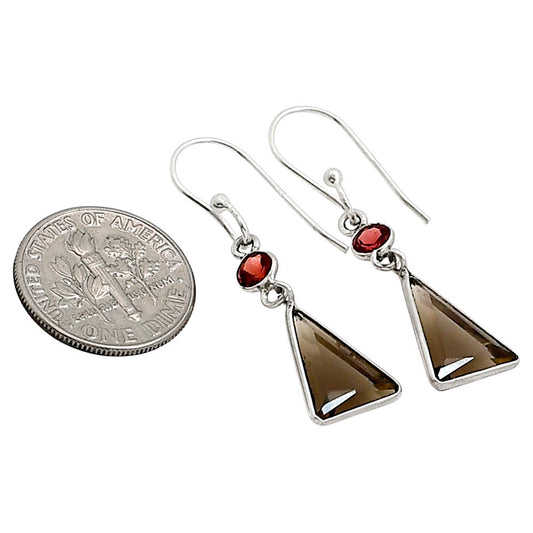 Smoky Quartz and Garnet Earrings E-1002 SDE91110