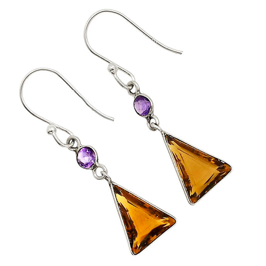 Cognac Quartz and Amethyst Earrings E-1002 SDE91114