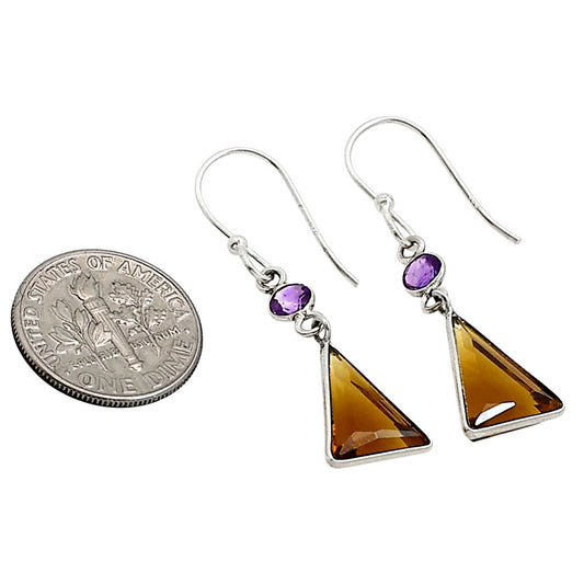 Cognac Quartz and Amethyst Earrings E-1002 SDE91114
