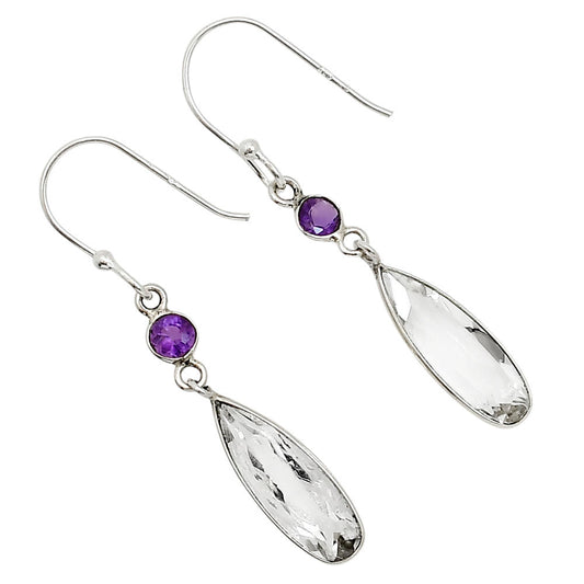 White Quartz and Amethyst Earrings E-1002 SDE91133