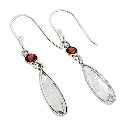 White Quartz and Garnet Earrings E-1002 SDE91137