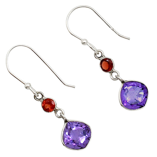 African Amethyst and Garnet Earrings E-1002 SDE91138