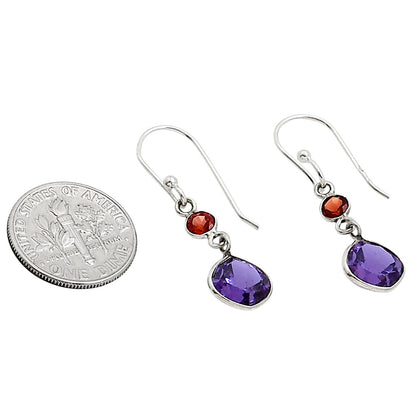 African Amethyst and Garnet Earrings E-1006 SDE91138