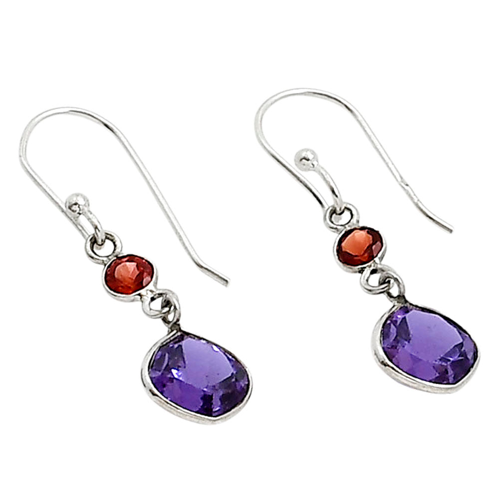 African Amethyst and Garnet Earrings E-1006 SDE91138