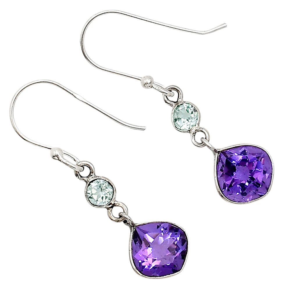 African Amethyst and Sky Blue Topaz Earrings E-1006 SDE91139