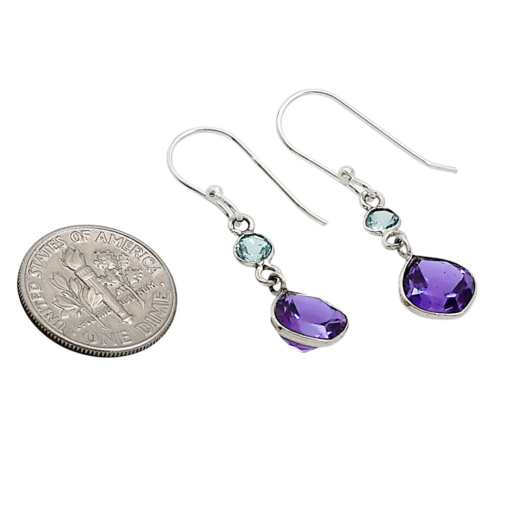 African Amethyst and Sky Blue Topaz Earrings E-1006 SDE91139