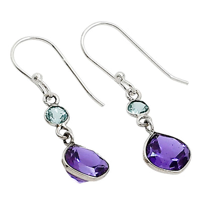 African Amethyst and Sky Blue Topaz Earrings E-1006 SDE91139