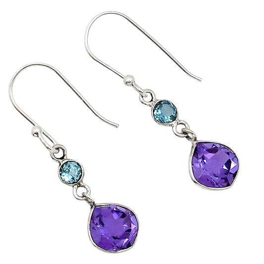 African Amethyst and London Blue Topaz Earrings E-1002 SDE91140