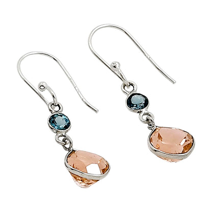 Peach Morganite and London Blue Topaz Earrings E-1006 SDE91143
