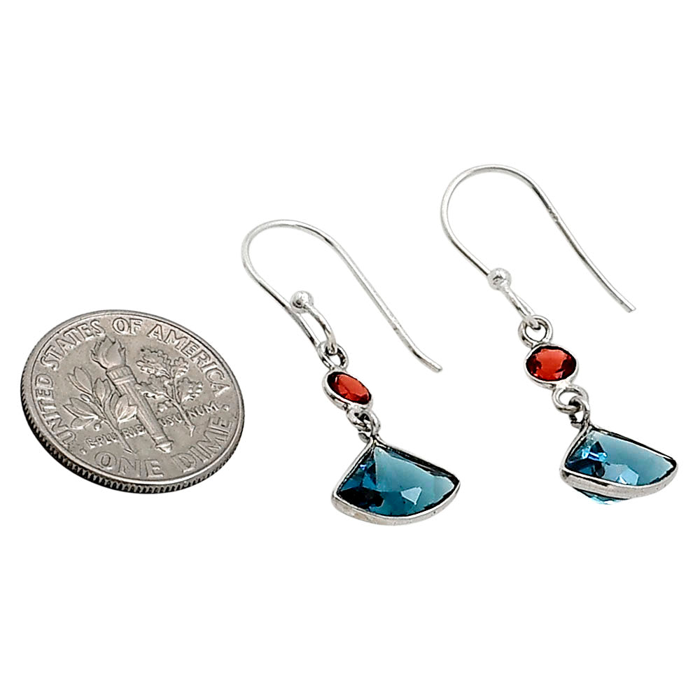 London Blue Topaz and Garnet Earrings E-1002 SDE91151