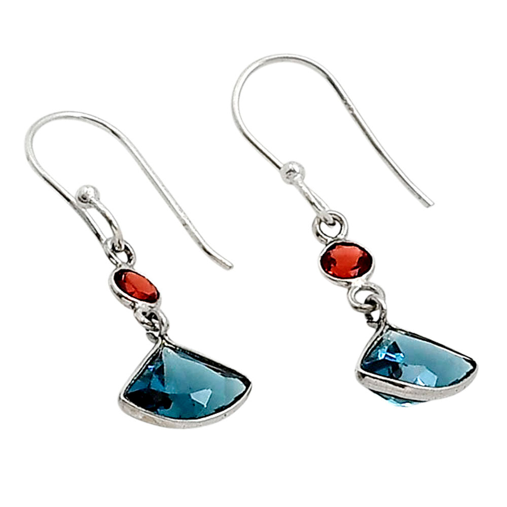 London Blue Topaz and Garnet Earrings E-1002 SDE91151