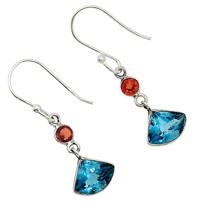 London Blue Topaz and Garnet Earrings E-1002 SDE91152