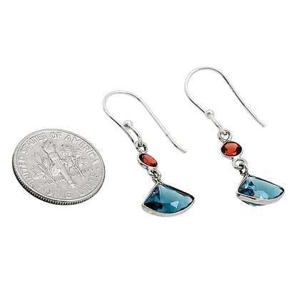 London Blue Topaz and Garnet Earrings E-1002 SDE91152