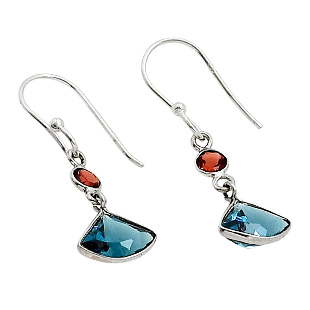 London Blue Topaz and Garnet Earrings E-1002 SDE91152