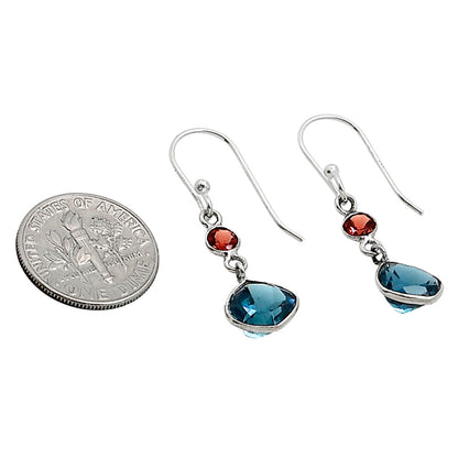 London Blue Topaz and Garnet Earrings E-1002 SDE91155