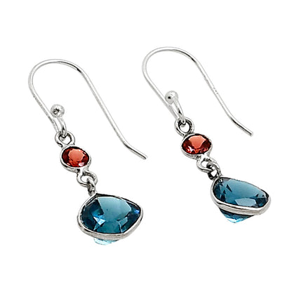 London Blue Topaz and Garnet Earrings E-1002 SDE91155