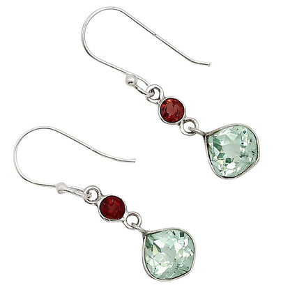 Prasiolite (Green Amethyst) and Garnet Earrings E-1006 SDE91161