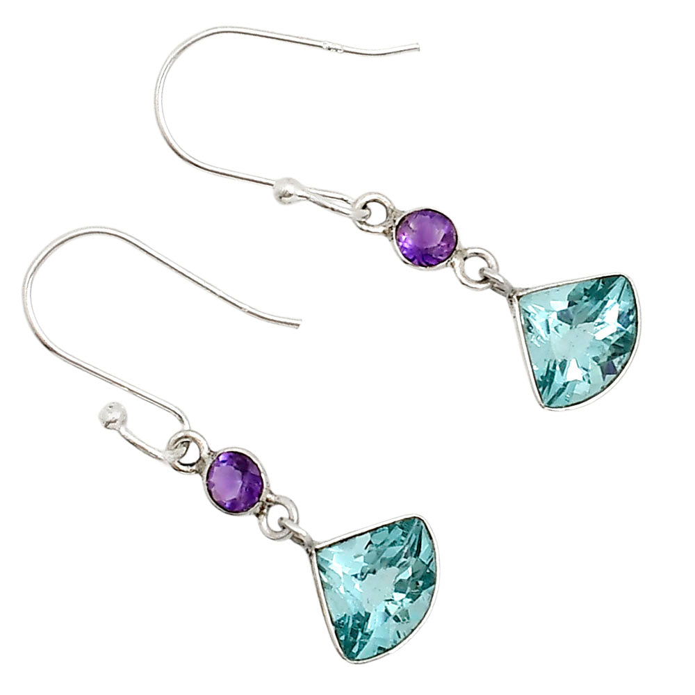 Lab Created Paraiba Tourmaline and Amethyst Earrings E-1006 SDE91162