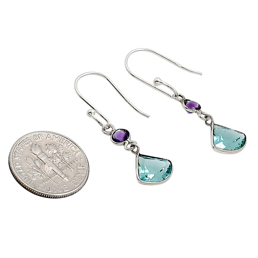 Lab Created Paraiba Tourmaline and Amethyst Earrings E-1006 SDE91162