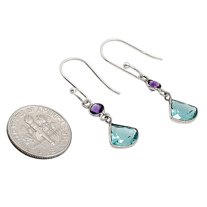 Lab Created Paraiba Tourmaline and Amethyst Earrings E-1006 SDE91162