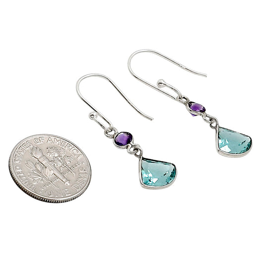 Lab Created Paraiba Tourmaline and Amethyst Earrings E-1002 SDE91162