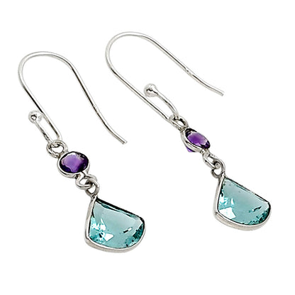 Lab Created Paraiba Tourmaline and Amethyst Earrings E-1006 SDE91162