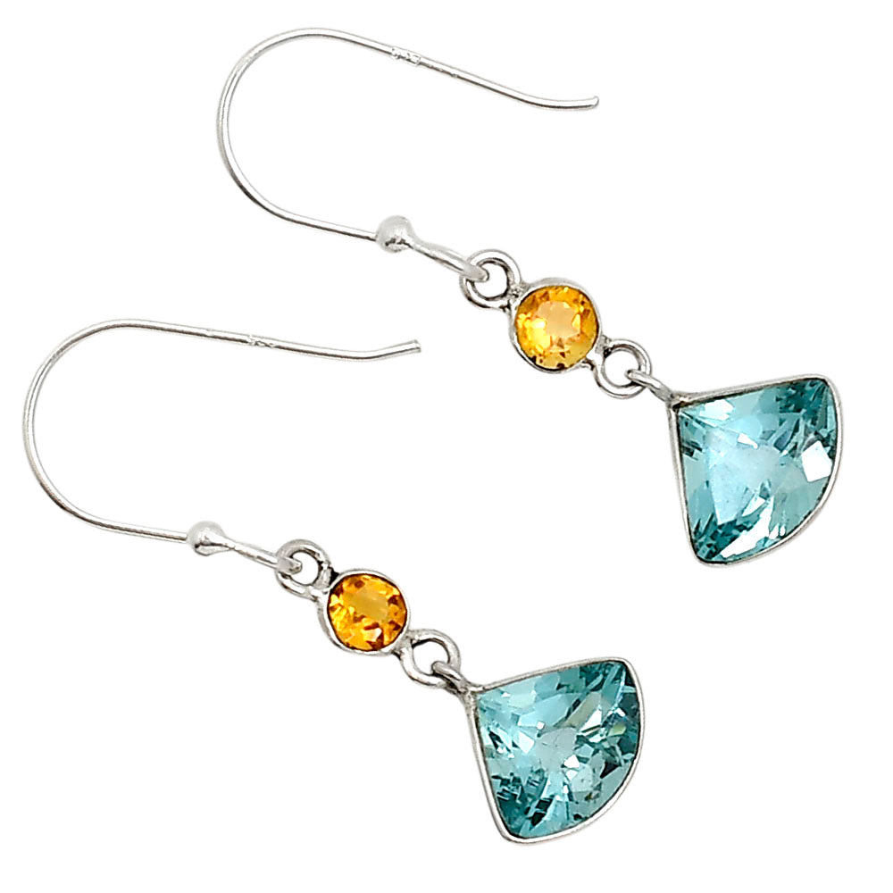 Lab Created Paraiba Tourmaline and Citrine Earrings E-1006 SDE91164