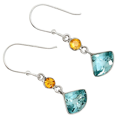 Lab Created Paraiba Tourmaline and Citrine Earrings E-1006 SDE91164