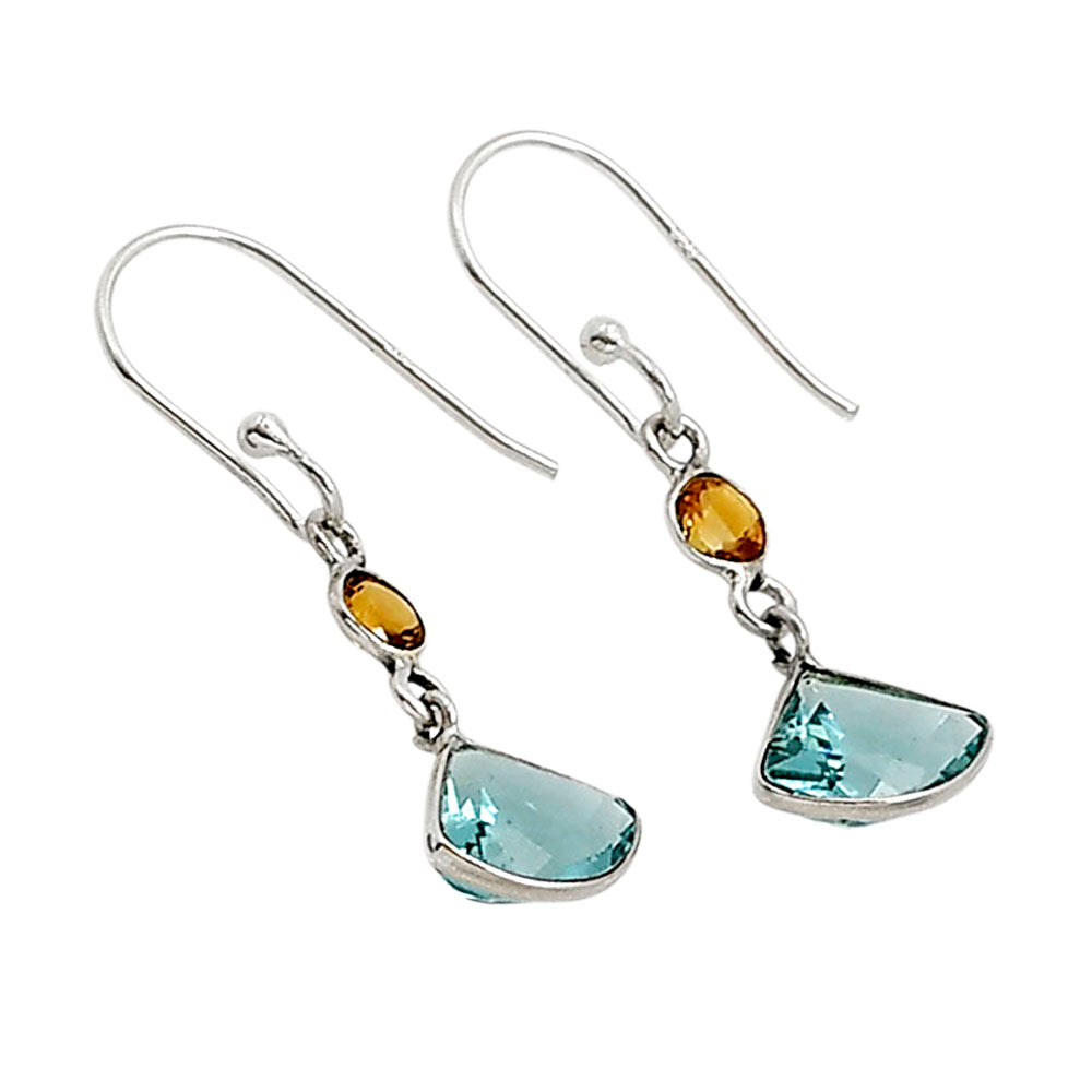 Lab Created Paraiba Tourmaline and Citrine Earrings E-1006 SDE91164