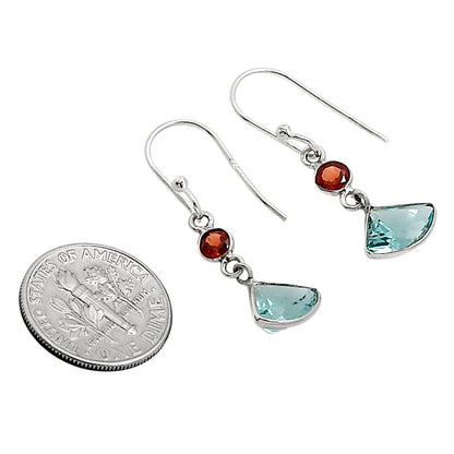 Lab Created Paraiba Tourmaline and Garnet Earrings E-1006 SDE91166