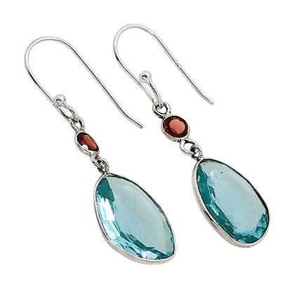 Sky Blue Topaz and Garnet Earrings E-1006 SDE91183