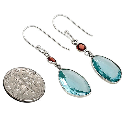 Sky Blue Topaz and Garnet Earrings E-1002 SDE91184