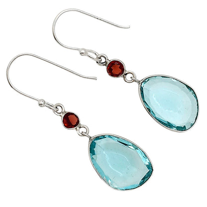 Sky Blue Topaz and Garnet Earrings E-1006 SDE91185