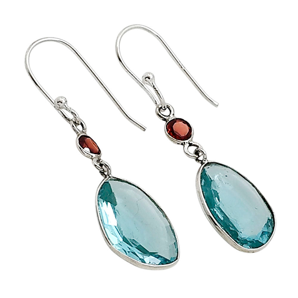 Sky Blue Topaz and Garnet Earrings E-1006 SDE91185