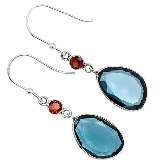 London Blue Topaz and Garnet Earrings E-1002 SDE91188