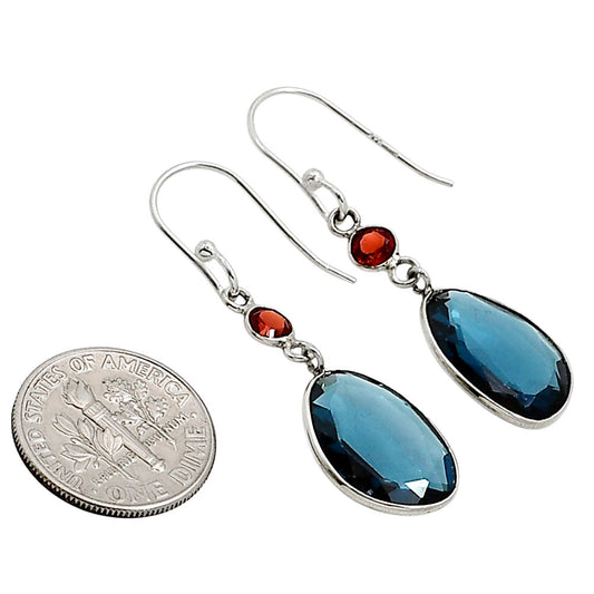 London Blue Topaz and Garnet Earrings E-1002 SDE91188