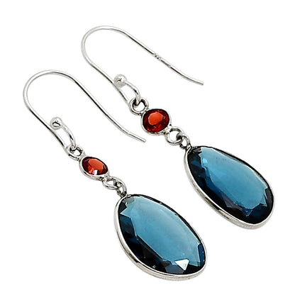 London Blue Topaz and Garnet Earrings E-1006 SDE91188