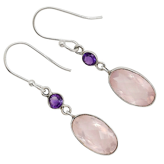 Rose Quartz and Amethyst Earrings E-1002 SDE91192