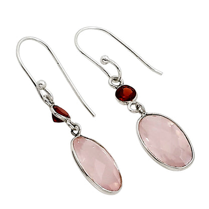 Rose Quartz and Garnet Earrings E-1006 SDE91193
