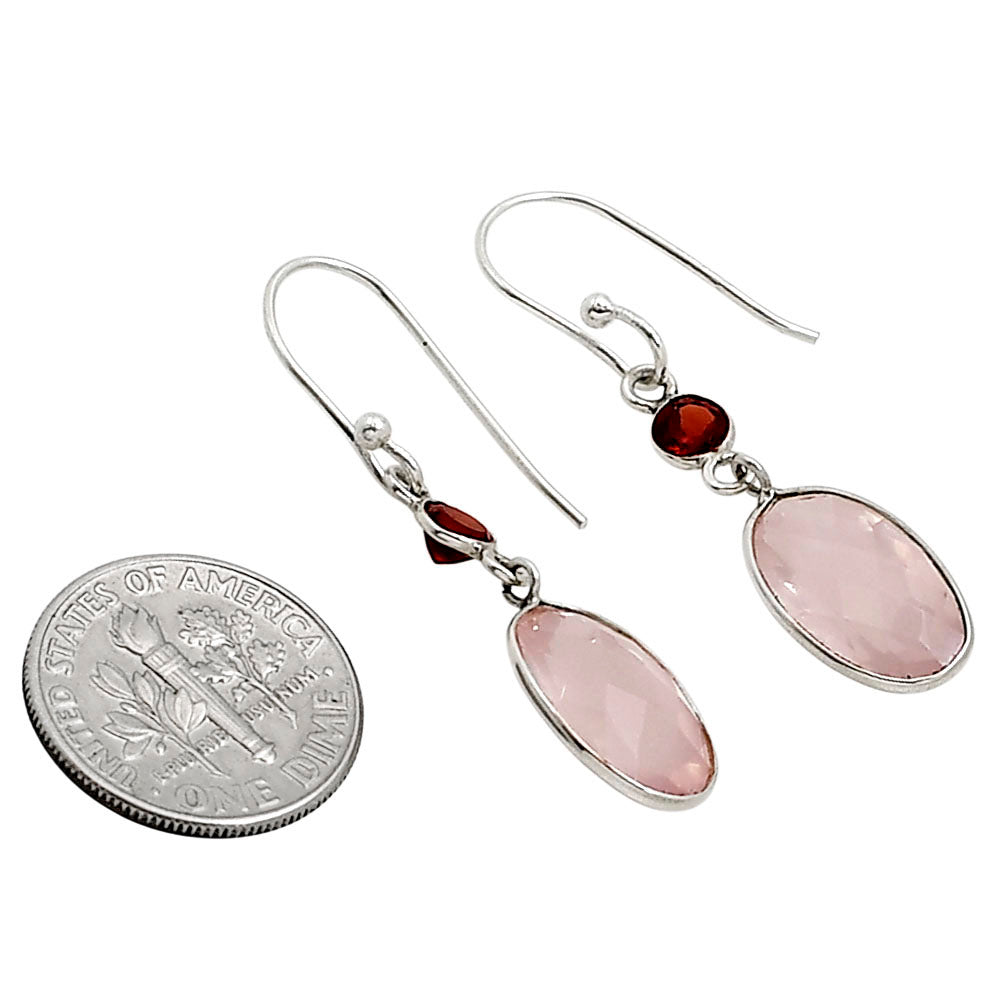 Rose Quartz and Garnet Earrings E-1006 SDE91194
