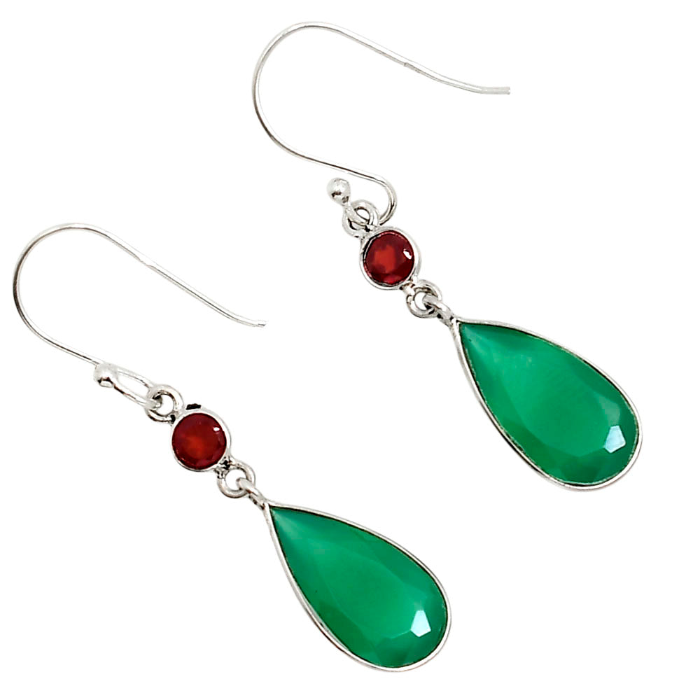 Green Onyx and Garnet Earrings E-1002 SDE91197