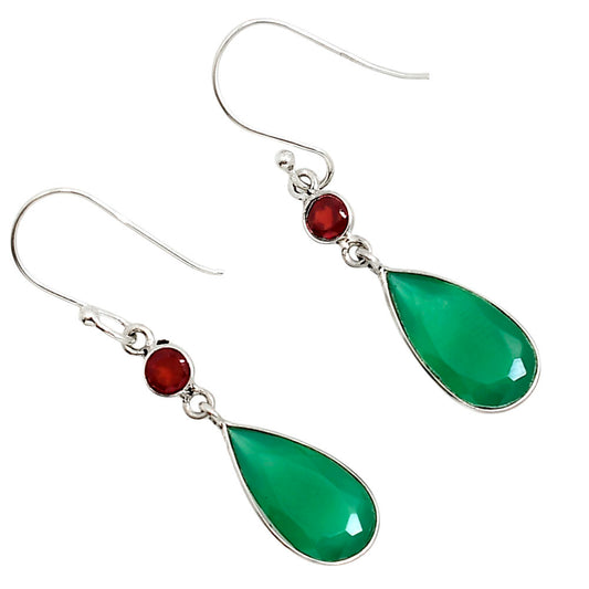 Green Onyx and Garnet Earrings E-1002 SDE91198
