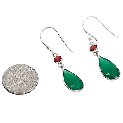 Green Onyx and Garnet Earrings E-1006 SDE91198